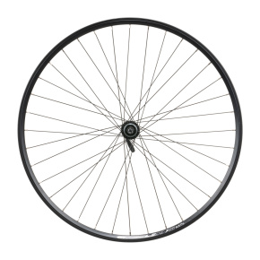 Výplet 622/28" přední, ráfek dvoustěnný černý disk, náboj Shimano RU centerlock 32 děr